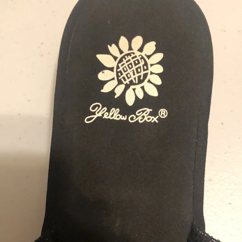 Yellow box wedge sandals with rhinestone . Sz 6 1/2-7